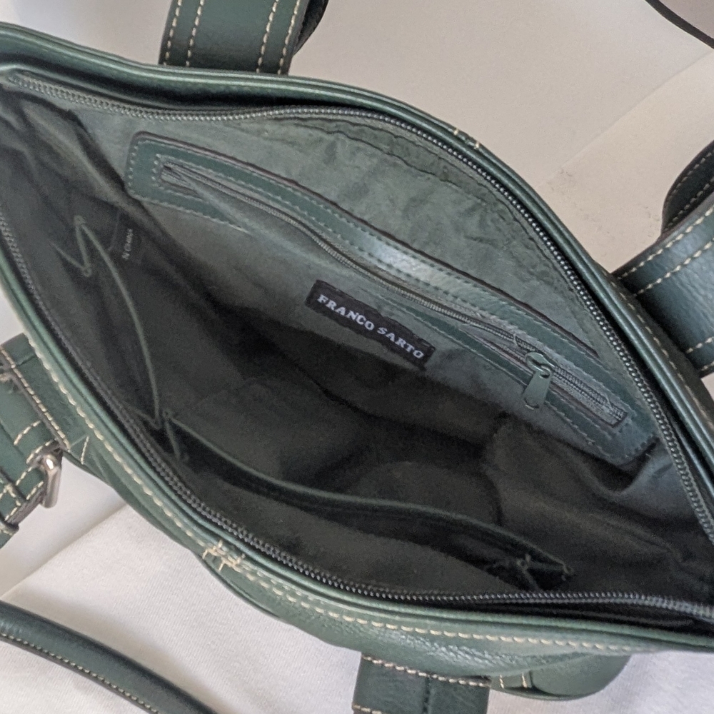 Franco Sarto Sophisticated Dark Green Leather Tote Shoulder Bag For everyday use - Picture 8 of 12